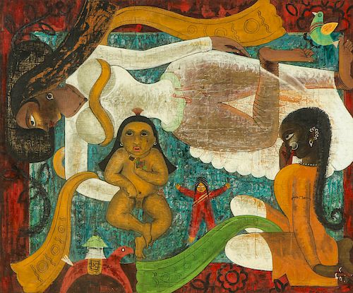 Abdul Aziz Raiba (Indian, 1922-2016) Painting, 1954