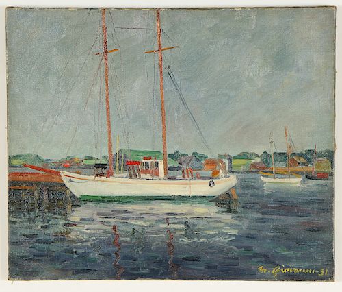 Giovanni Martino (1908-1997) "Sailboat in Harbor", 1931