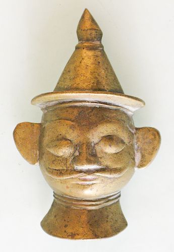 19th C. Brass Shiva Mask from Maharashtra or Karnataka, India