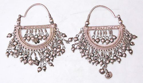 Silver Earrings, Himachal Pradesh, Early/Mid 20th C.