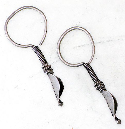  Silver Earrings, Rajasthan, Early/Mid 20th C.