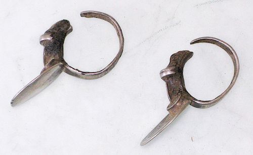  Silver Earrings, Gujarat, Early/Mid 20th C.