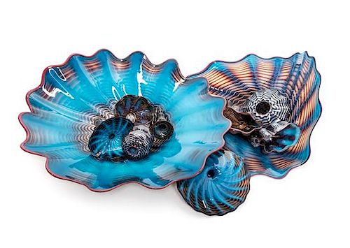 Dale Chihuly, (American, b. 1941), Ten Piece Blue Persian Set, 1990