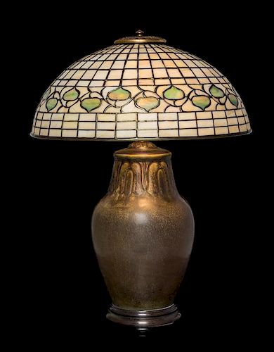 Tiffany Studios and Rookwood Pottery, American, Early 20th century, Acorn Table Lamp, 1915