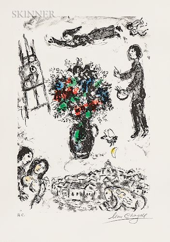 Marc Chagall (Russian/French, 1887-1985)  Bouquet sur la ville