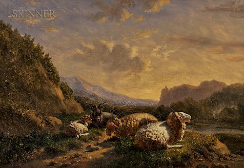 Jacobus Nicolaas (Baron Tjarda van) Starckenborgh (Dutch, 1822-1895)  Sheep in a Rugged Landscape