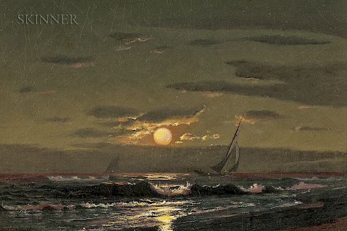 Warren Sheppard (American, 1858-1937)  Moonlight Sailing