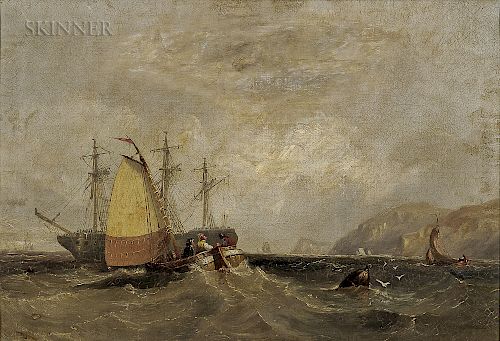 John Wilson Carmichael (British, 1800-1868)  Vessels Along the Coast