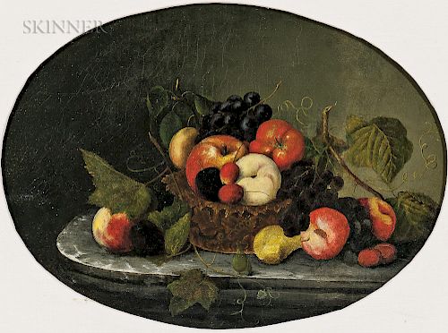 School of Severin Roesen (German/American, 1815-1872)  Fruit Still Life on a Marble Tabletop