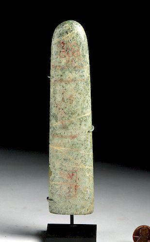 Olmec Decorated Stone Celt w/ Cinnabar
