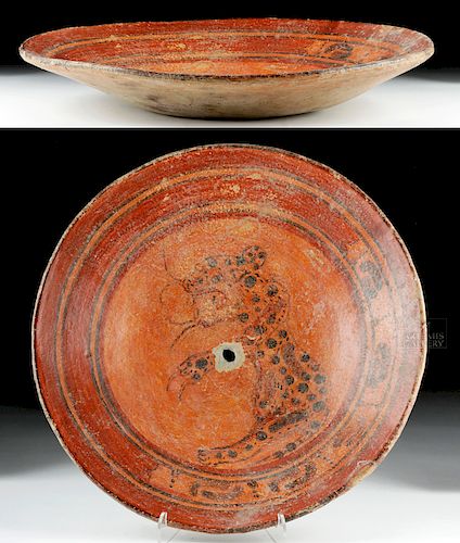 Mayan Polychrome Dish with Jaguar - Kill Hole