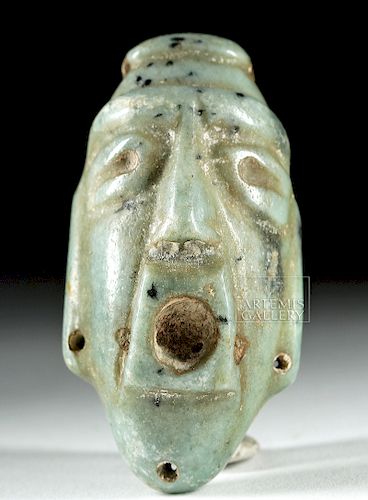 Large Mayan Carved Jade Amulet of a God