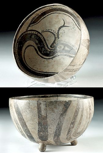 Rare Veracruz Creamware Pottery Vessel w/ Serpent