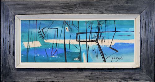 Signed, Mid Century Modern Abstract Watercolor