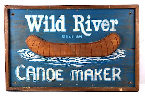 Hand Painted Canoe Maker Advertising Sign