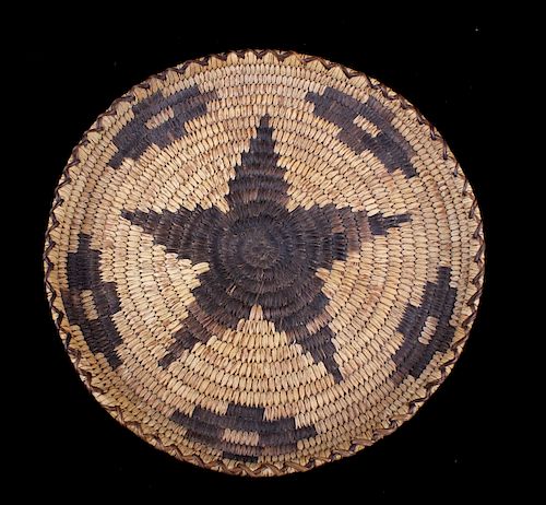 1950's Hand Woven Papago Indian Coil Tray Basket
