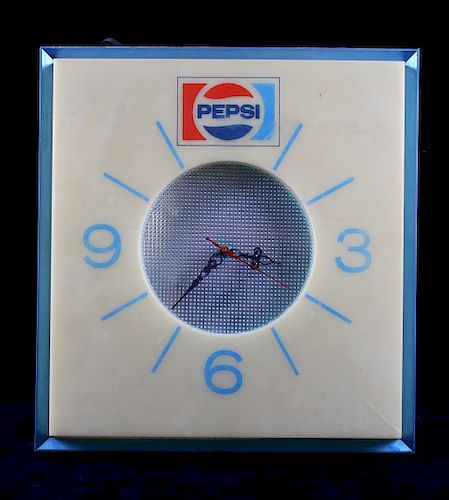 Old Stock Lighted Pepsi-Cola Wall Clock