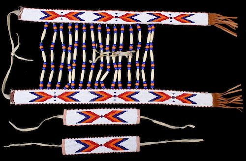 Native American Indian Bead Breast Collar & Cuffs