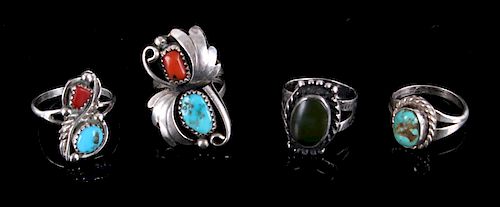 Navajo Turquoise & Sterling Silver Old Pawn Rings