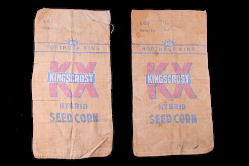 Pair of Northrup King Kingscrost Seed Corn Bags