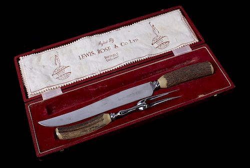 Stag Handled Cutlery/ Steak Knife And Fork Set