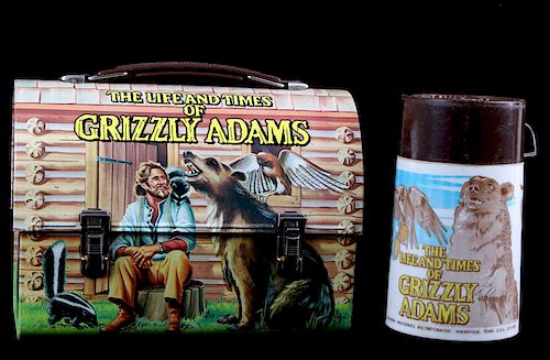 1977 Grizzly Adams Lunchbox and Thermo Bottle