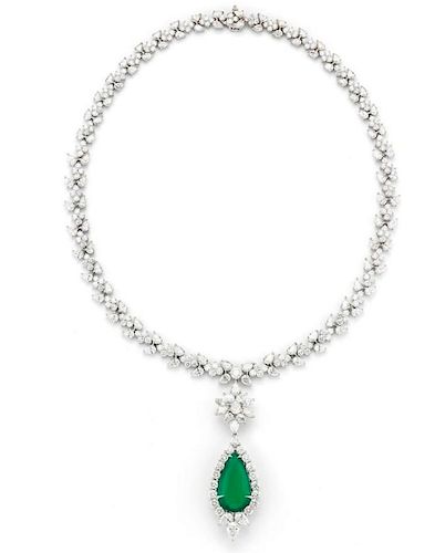 13.82ct. EMERALD AND 31.56ct DIAMOND NECKLACE