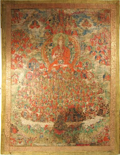 Large Sino-Tibetan Thangka of a Lama.