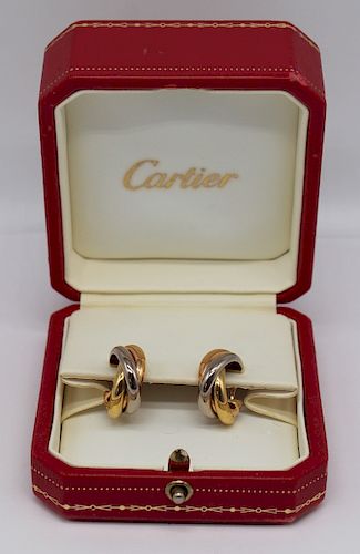 JEWELRY. Pr of Cartier 18kt Gold Trinity Earrings.