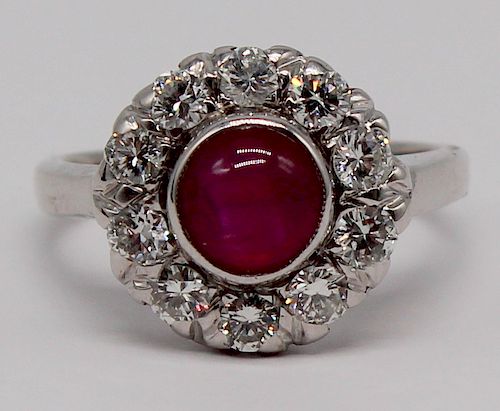 JEWELRY. 14kt Gold, Diamond, and Star Ruby? Ring.