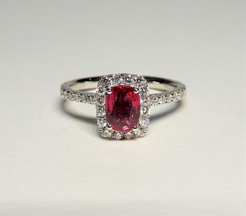 RARE Unheated Ruby & Diamond Platinum Lady's Ring