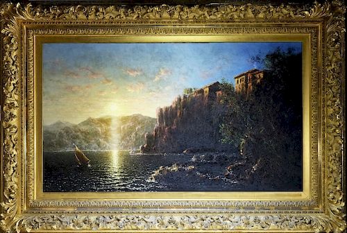 George Loring Brown Sorrento Sun Rise O/C Painting