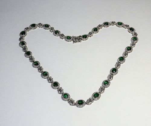FINE Platinum Emerald & Diamond Cocktail Necklace