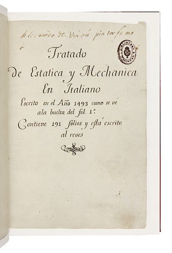 [FACSIMILE]. -- DA VINCI, Leonardo (1452-1519). The Madrid Codices, National Library, Madrid. New York: McGraw Hill, 1974.