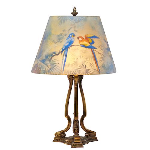 PAIRPOINT Table lamp with macaw parrots