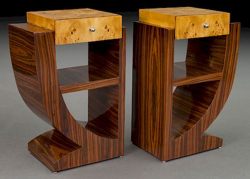 Pr. Art Deco style two-tone night stands,
