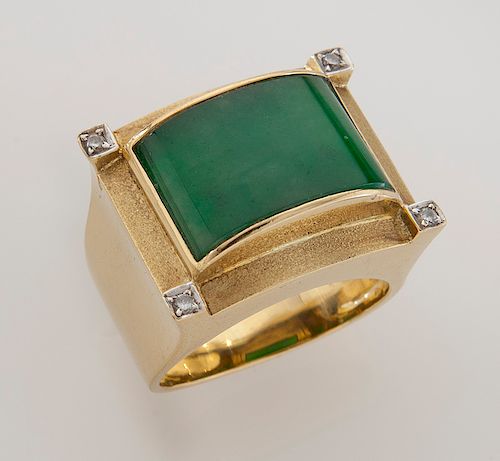 18K gold, diamond and jadeite ring
