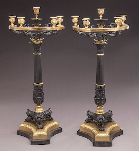 Pr. French Empire style 5-light candelabra