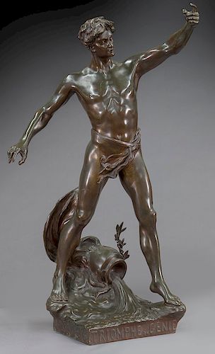 19th C. French patinated bronze figure of a man