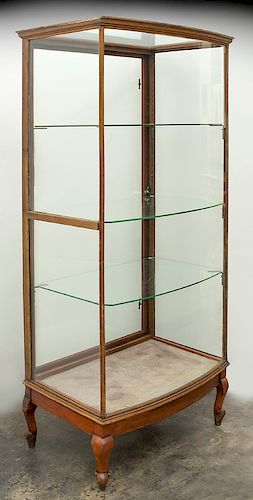 Antique mahogany bow front display cabinet