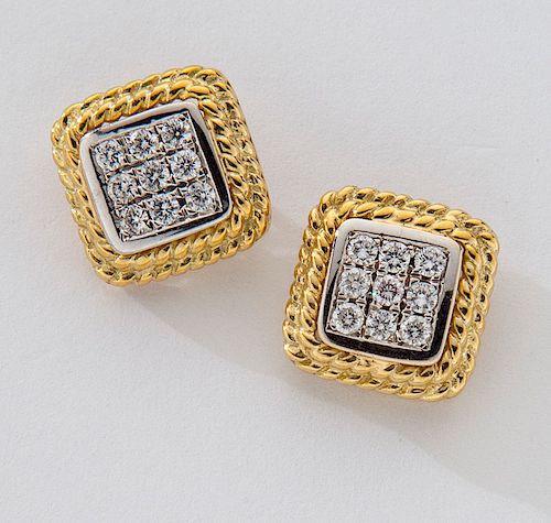 18K gold and diamond earrings.