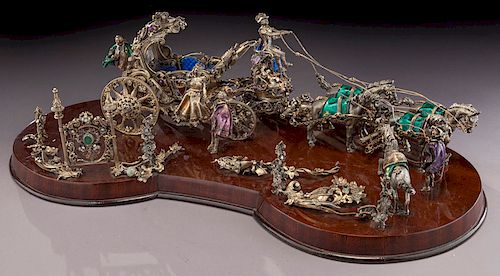 Austrian silver and enameled carriage,