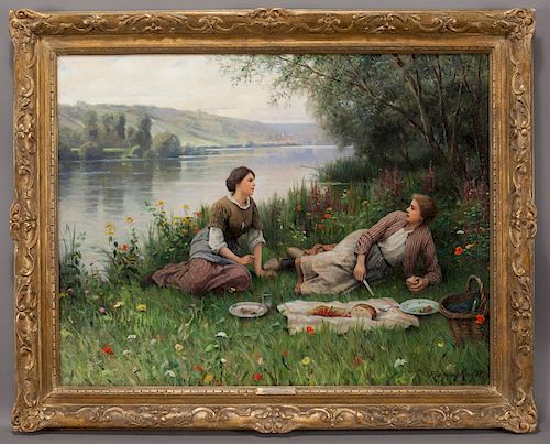 Daniel Ridgway Knight "The Rest-Hour" oil on
