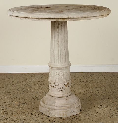 CARVED STONE GARDEN TABLE OCTAGONAL BASE