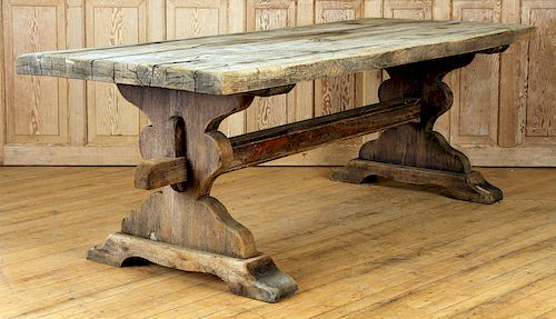 FRENCH RUSTIC OAK PARSONS TABLE CIRCA 1900