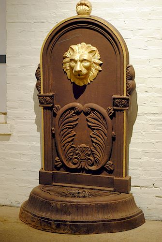 CAST IRON WALL FOUNTAIN GOLD LION FACE