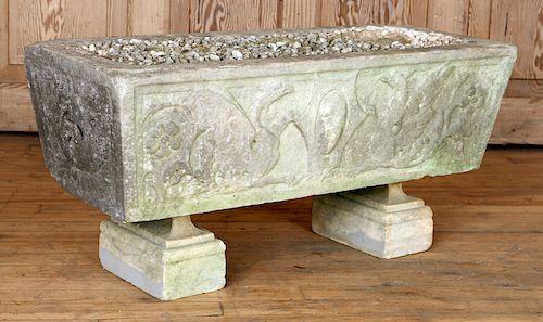 RELIEF CARVED MARBLE PLANTER ON PEDESTALS 1890