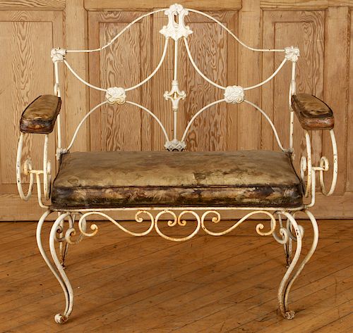 PAINTED WROUGHT IRON SETTEE CIRCA 1940