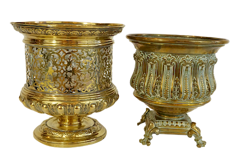 Two Brass Jardinieres or Wine Collers