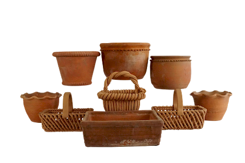 Group of Nine Terracotta Planters 